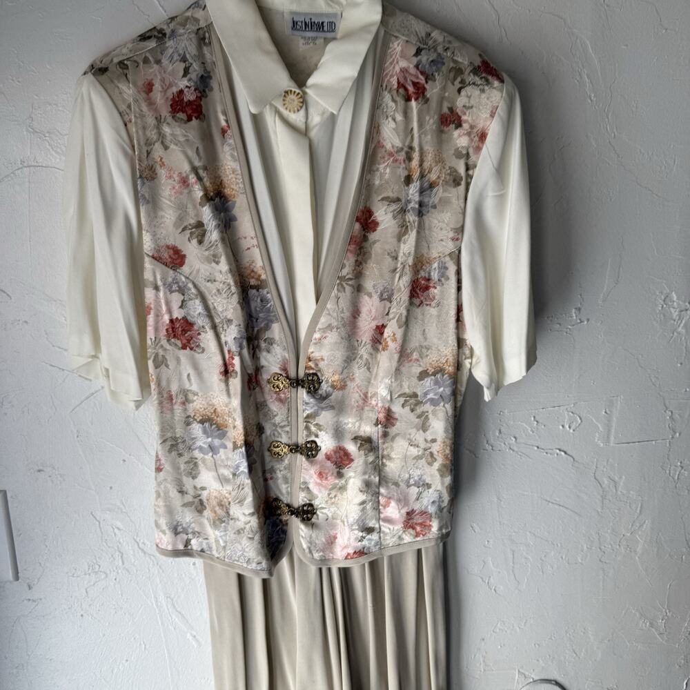 Just In Thyme LTD Vintage 1970s Size 18 ( Large ) Vest Floral Western Vest Dress